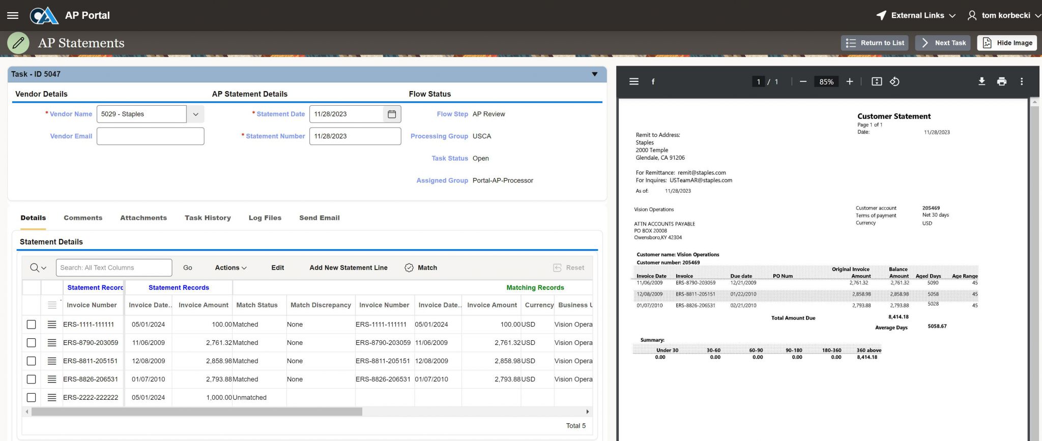 Gather and Verify Vendor Statements