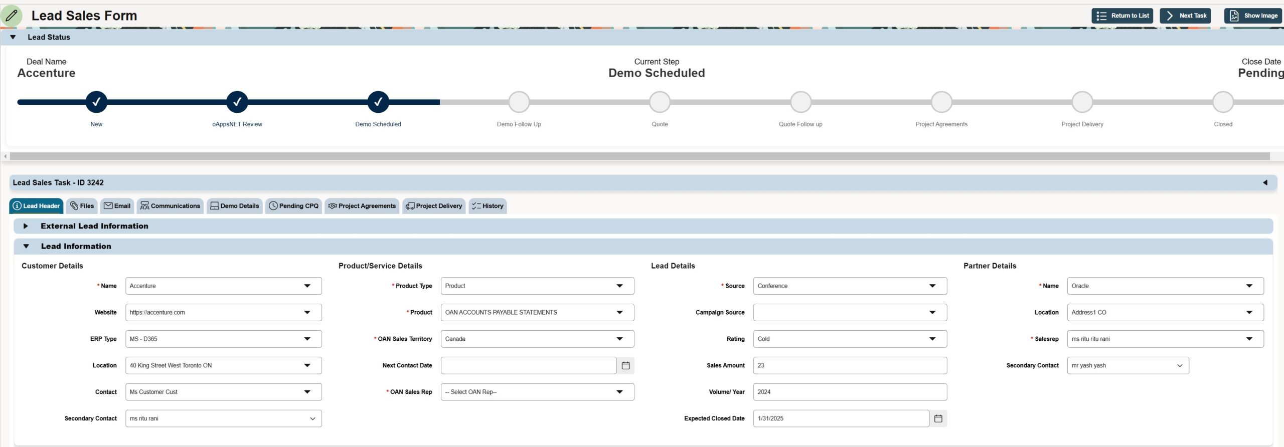 OAN CRM Process Flow