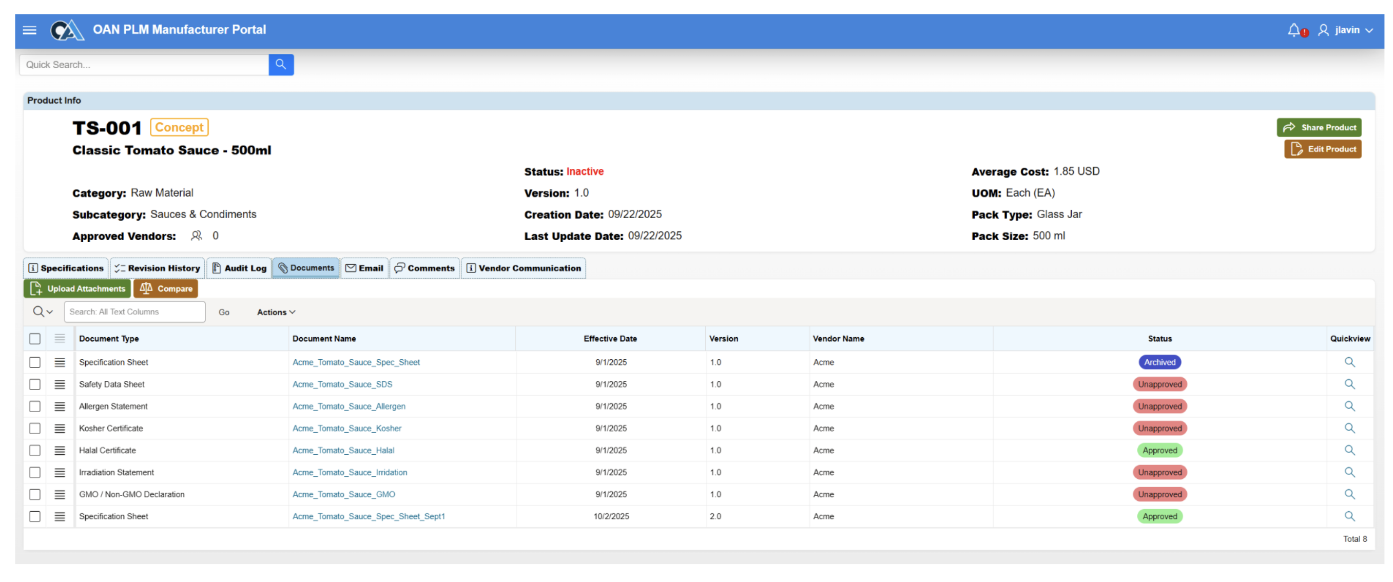 OAN Product Lifecycle Management
