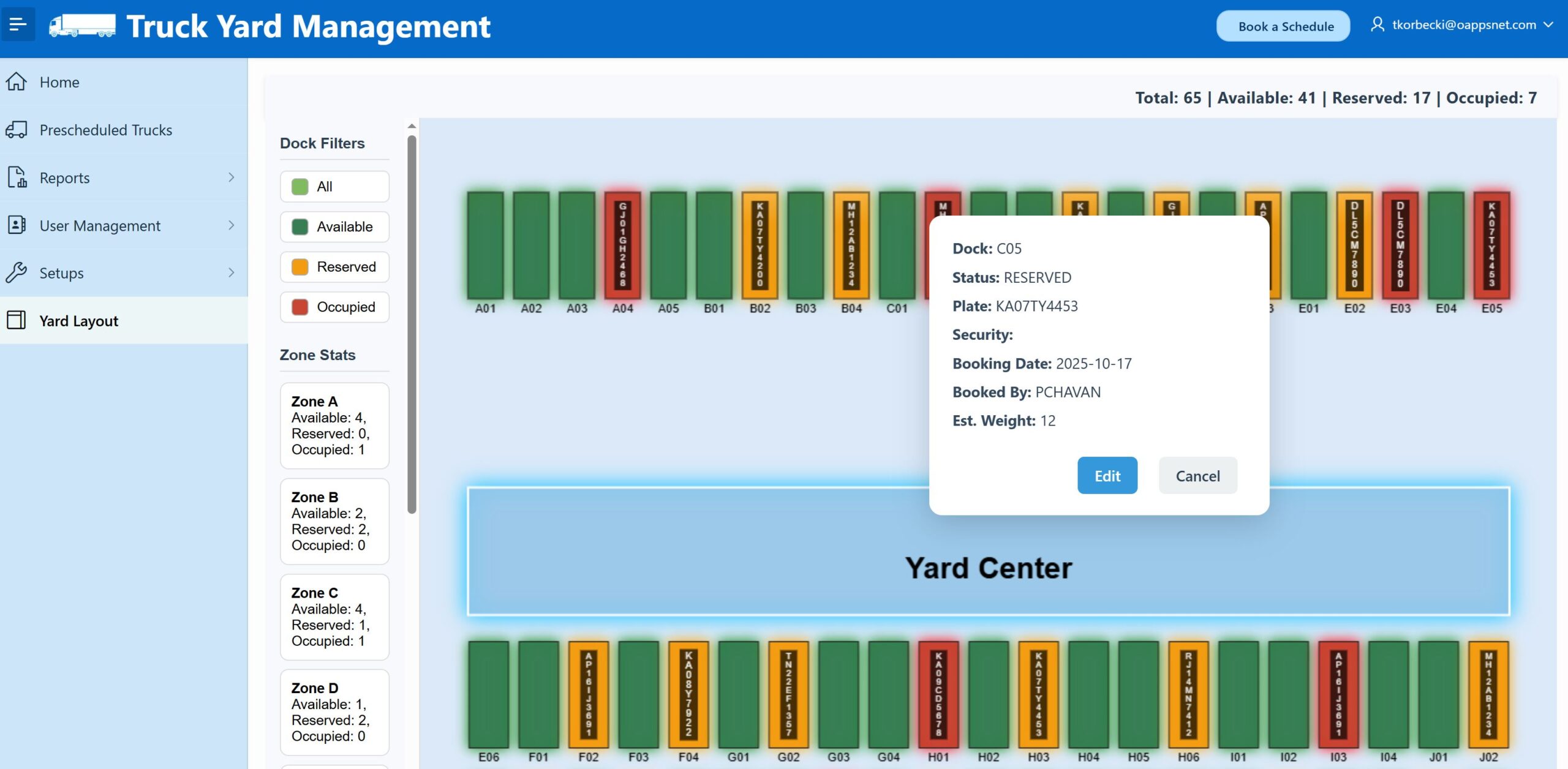OAN Truck Yard Management Dashboard